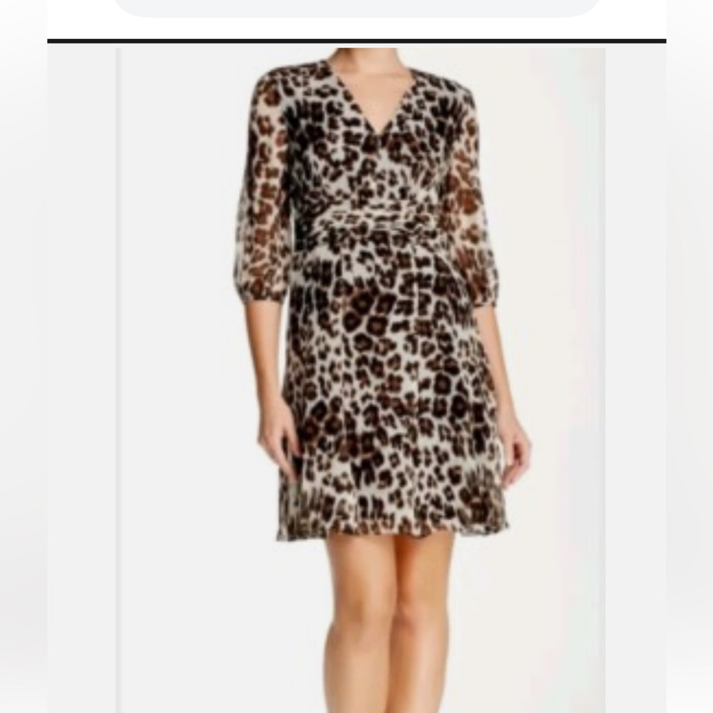DVF Diane Von FURSTENBERG Snow Cheetah V-neck Silk flare Dress size 2